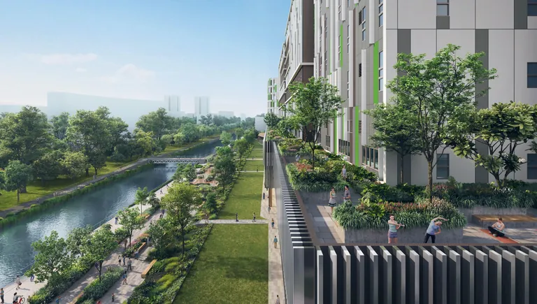 Artist's impression of the Sky Garden overlooking the Pelton Canal